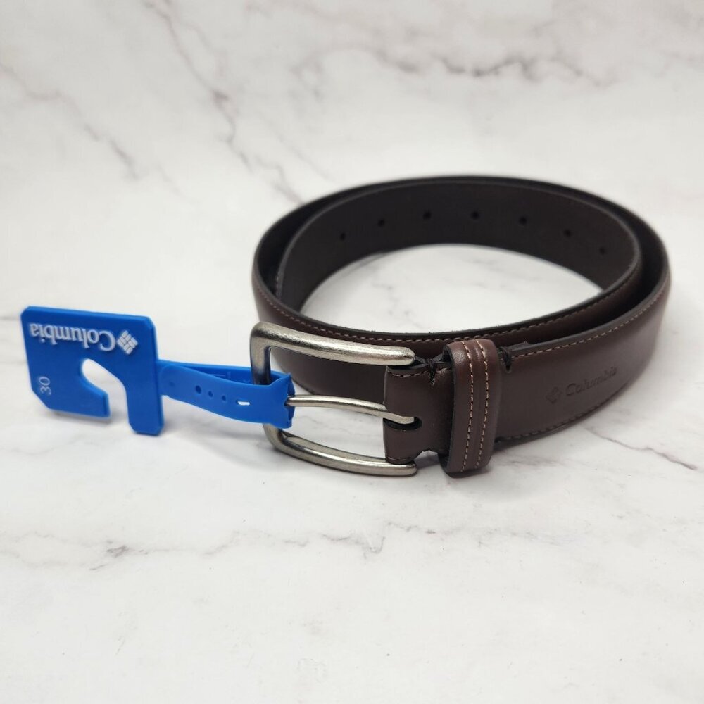 NWT Columbia Brown Leather Belt Traditional 1.5" Width Men's 30